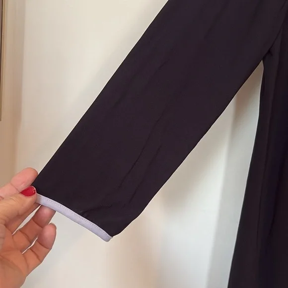 MSK Contemporary Mod Squad Black Striped 3/4 Sleeves Shift Dress Size Large - Picture 4 of 8